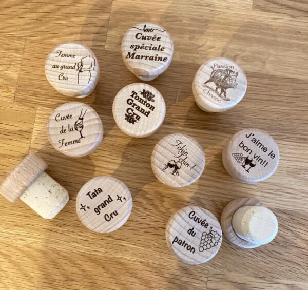 Bouchon liège et bambou personnalisé